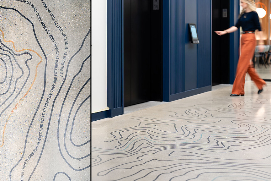 Amazon HQ2's brand design includes patterned carpets.